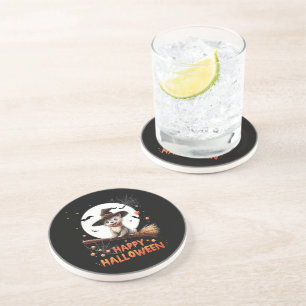 Funny Puppy Dog Witch Candy Spooky Ghost Halloween Coaster