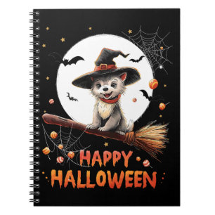 Funny Puppy Dog Witch Candy Spooky Ghost Halloween Notebook
