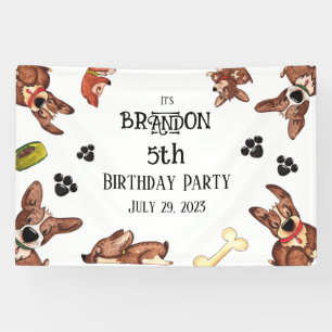 Funny Puppy Kids Birthday Banner