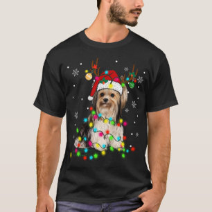 Funny Puppy Lover Yorkshire Terrier Christmas Ligh T-Shirt