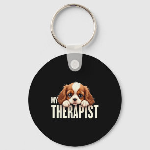 Funny Puppy My Therapist Cavalier King Charles Spa Key Ring