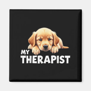 Funny Puppy My Therapist Golden Retriever Dog  Magnet