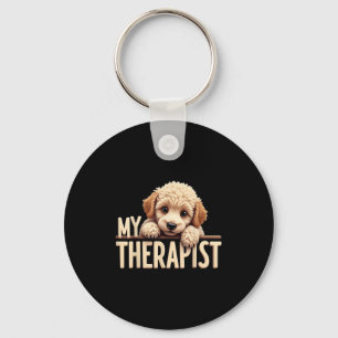 Funny Puppy My Therapist Poodle Dog Key Ring