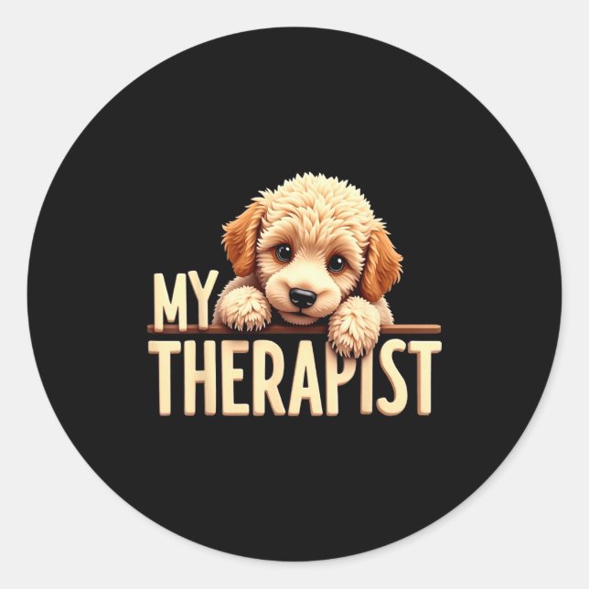 Funny Puppy My Therast Odle Dog  Classic Round Sticker (Front)