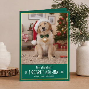 Funny Puppy Santa Hat Dog Photo Christmas Holiday Card