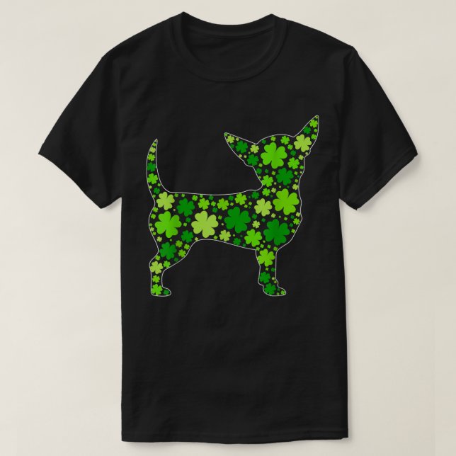 Funny Puppy Shamrock Chihuahua Dog St  T-Shirt (Design Front)
