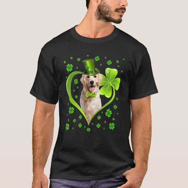 Funny Puppy Shamrock Labrador Dog St Patrick's Day T-Shirt (Front)