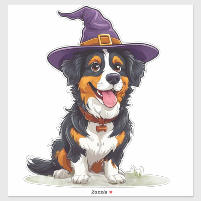 Funny Puppy Witch Outfit Halloween Dog Theme (Sheet)