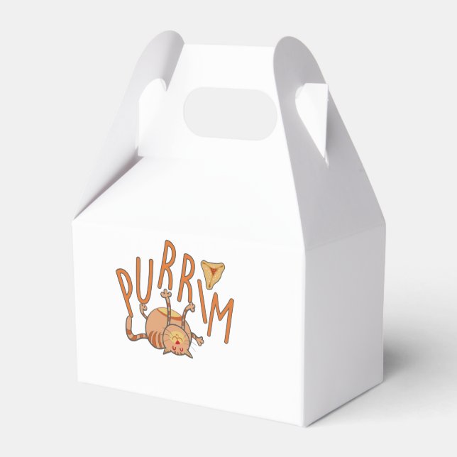 Funny Purim Cat. פורים שמח   Favour Box (Front Side)