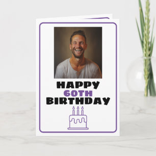 Funny Purple and White Photo Husband Birthday Card
