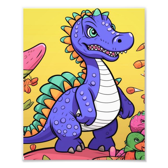Funny Purple Dinosaur  Photo Print (Front)