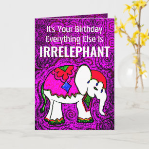 Funny Purple Elephant Birthday Note Card
