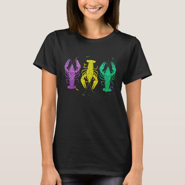 Funny Purple Green Gold Crayfish Lovers Fat Tuesda T-Shirt (Front)