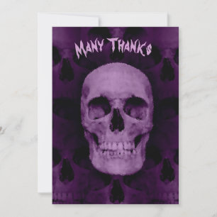 Funny purple Halloween skull many thanks Holiday Card