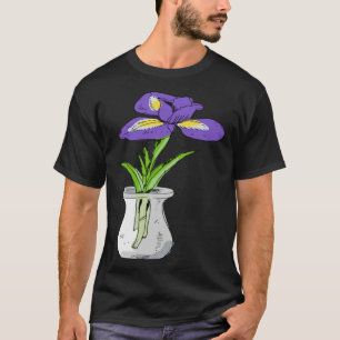 Funny Purple Orchid Flower in Vase Floral T-Shirt