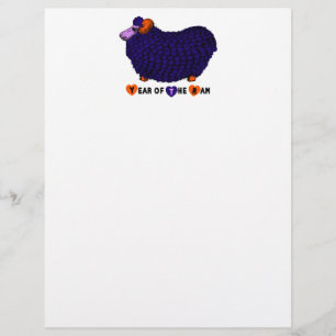 Funny Purple Ram Chinese Year Zodiac Letterhead