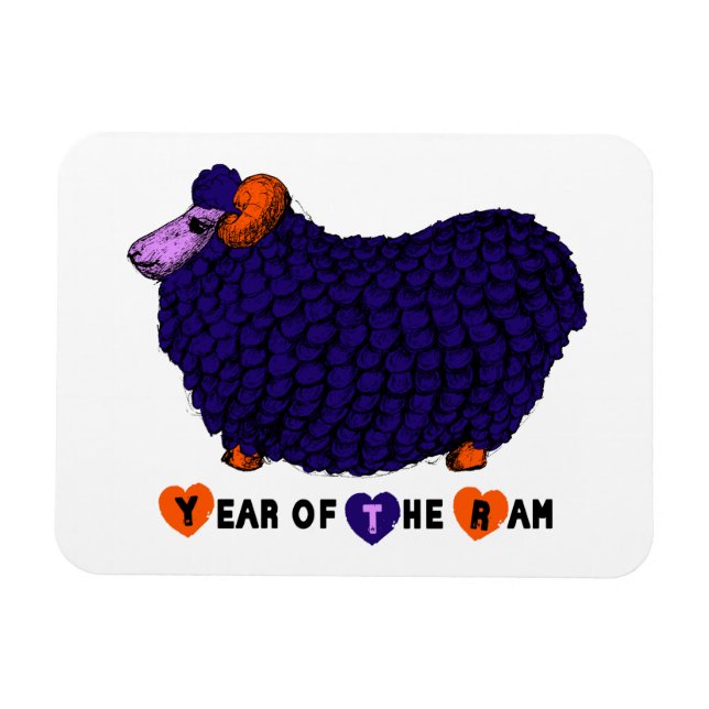 Funny Purple Ram Chinese Year Zodiac P Magnet (Horizontal)