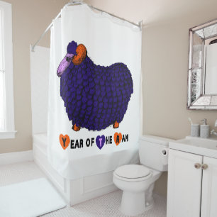 Funny Purple Ram Chinese Year Zodiac Shower C Curtain