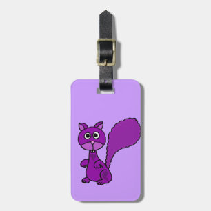 Funny Purple Squirrel Cartoon Luggage Tag