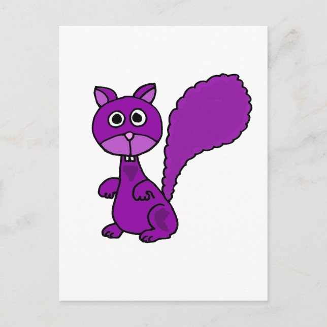 Funny Purple Squirrel Cartoon Postcard (Front)