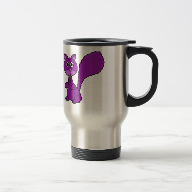 Funny Purple Squirrel Cartoon Travel Mug (Right)