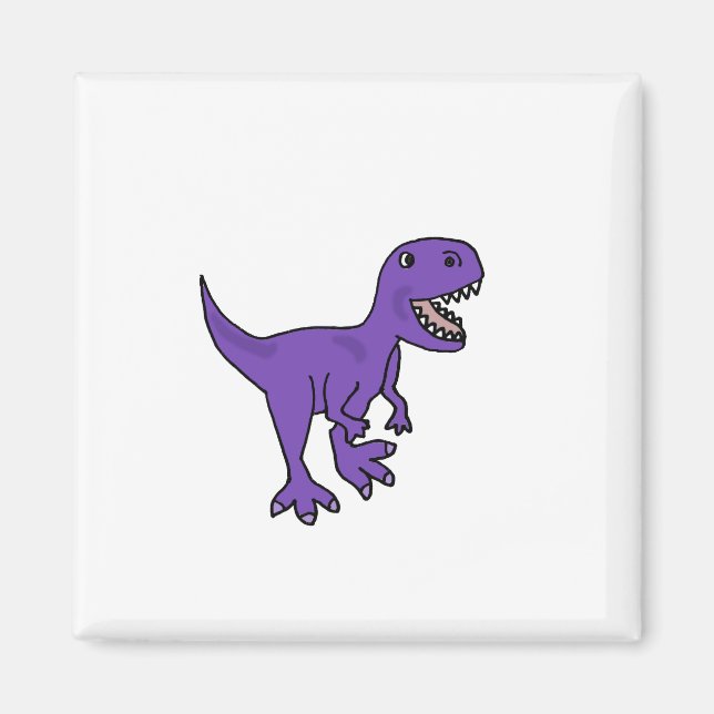 Funny Purple T-Rex Dinosaur Cartoon Magnet (Front)