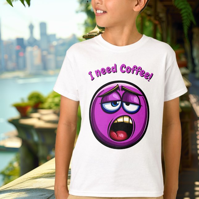 Funny Purple Tired Emoji Kids T-Shirt (Creator Uploaded)