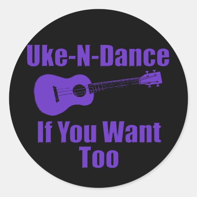 Funny Purple ukulele Classic Round Sticker (Front)