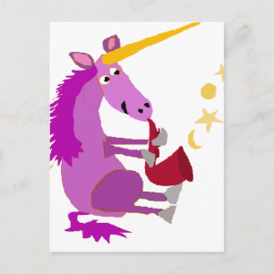 Funny Purple Unicorn Playing the Saxophone Postcard