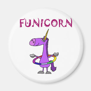 Funny Purple Unicorn with Hula Hoop Magnet