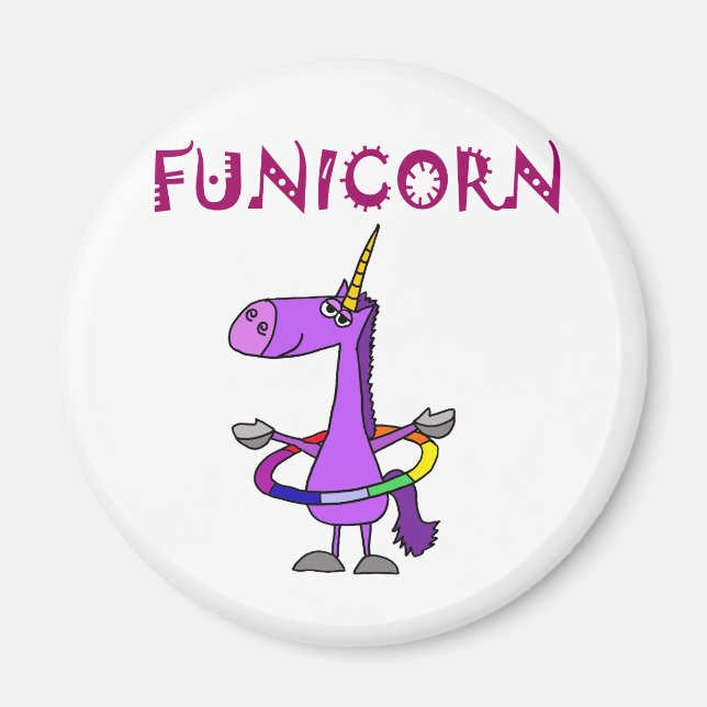 Funny Purple Unicorn with Hula Hoop Magnet (Front)