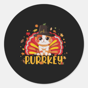 Funny Purrkey Turkey Cat Kitten Funny Thanksgiving Classic Round Sticker