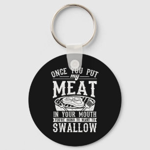 Funny put meat in mouth grilling grill bbq key ring