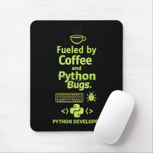 Funny Python Developer – Fueled by Coffee bugs  Mouse Mat