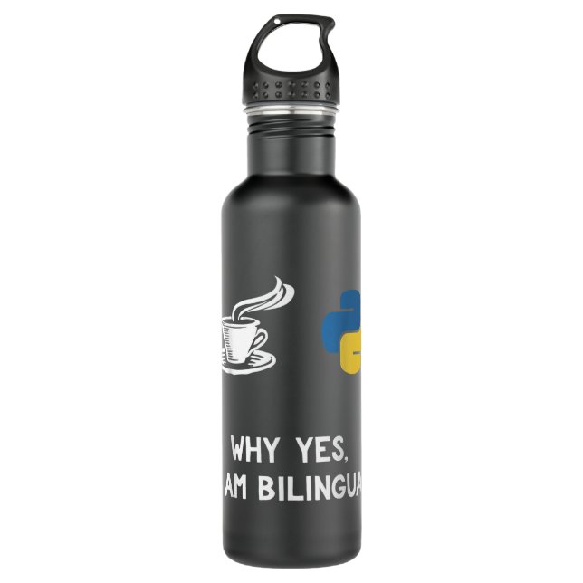 Funny Python Java Programmer Shirt Bilingual Coder 710 Ml Water Bottle (Front)