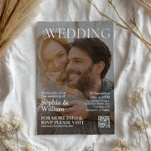 Funny QR Code Magazine Photo Wedding Invitation