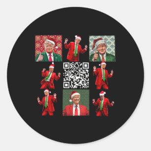 Funny Qr President Trump Christmas Dancing Dance M Classic Round Sticker