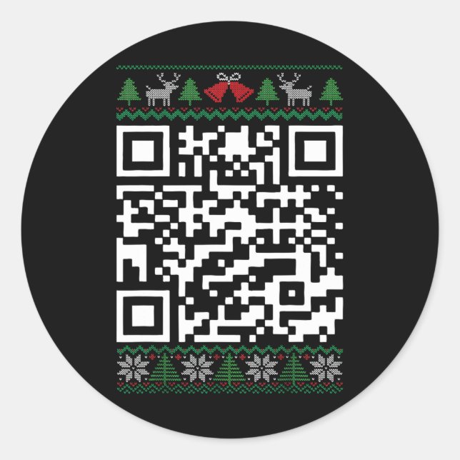 Funny Qr President Trump Dancing Code Ugly Christm Classic Round Sticker (Front)