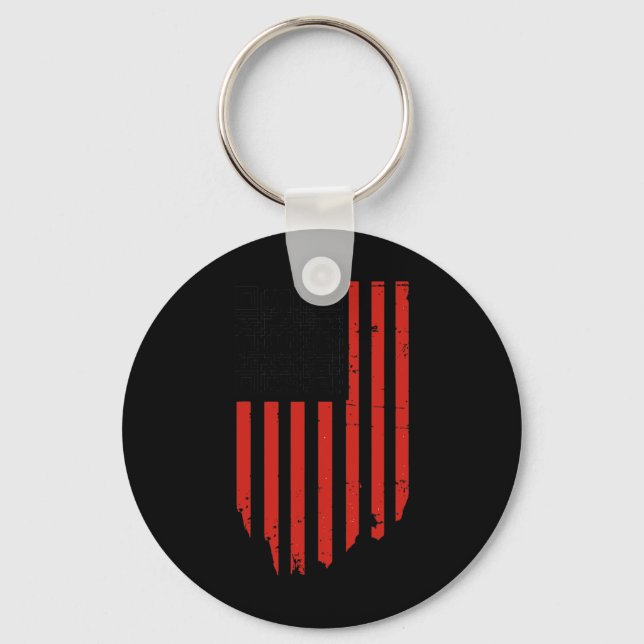 Funny Qr Trump Dancing Dance Code Red And White  Key Ring (Front)