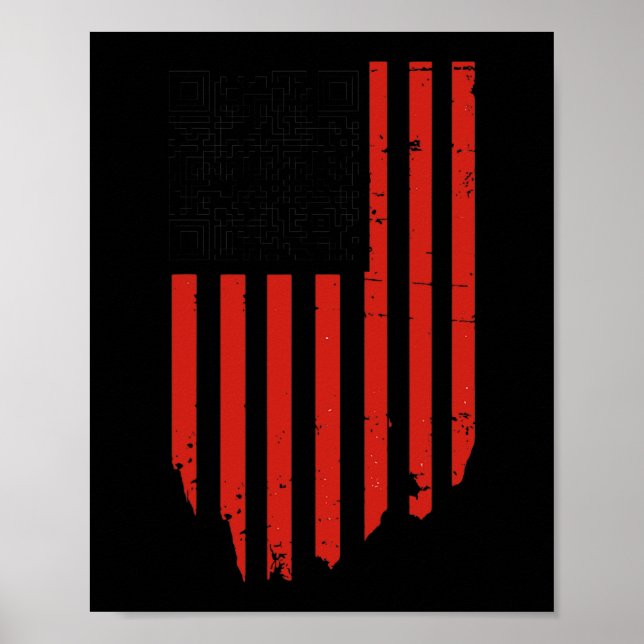 Funny Qr Trump Dancing Dance Code Red And White  Poster (Front)