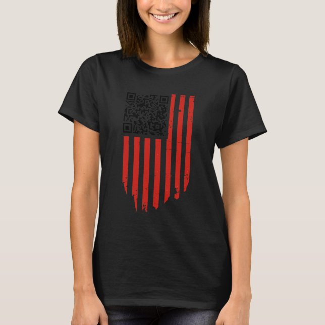 Funny Qr Trump Dancing Dance Code Red And White  T-Shirt (Front)