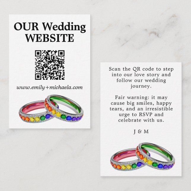 🌈 Funny QR Wedding Website Intertwined in Pride  Enclosure Card (Front/Back)