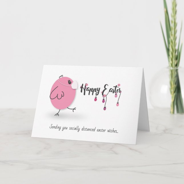 funny quarantine Easter eggs chicken/hen mask cute Card (Front)