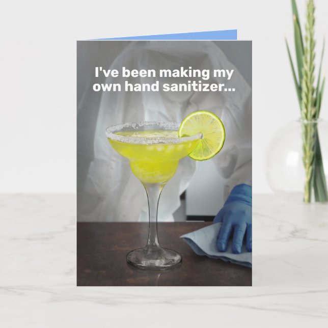 Funny Quarantine Margarita Hand Sanitizer Card (Front)