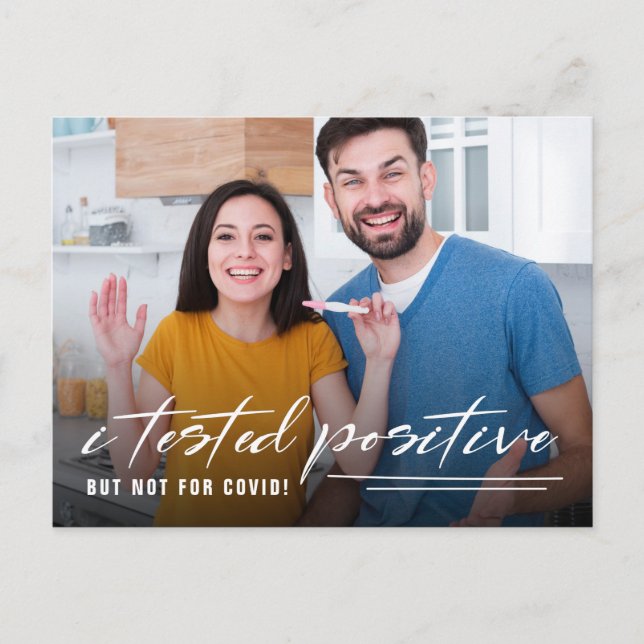 Funny Quarantine Photo Pregnancy Announcement Postcard (Front)