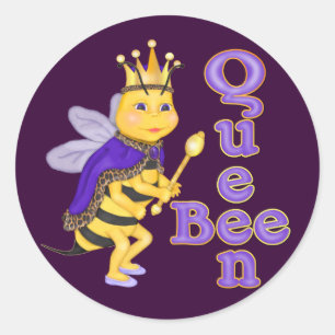 Funny Queen Bee Classic Round Sticker