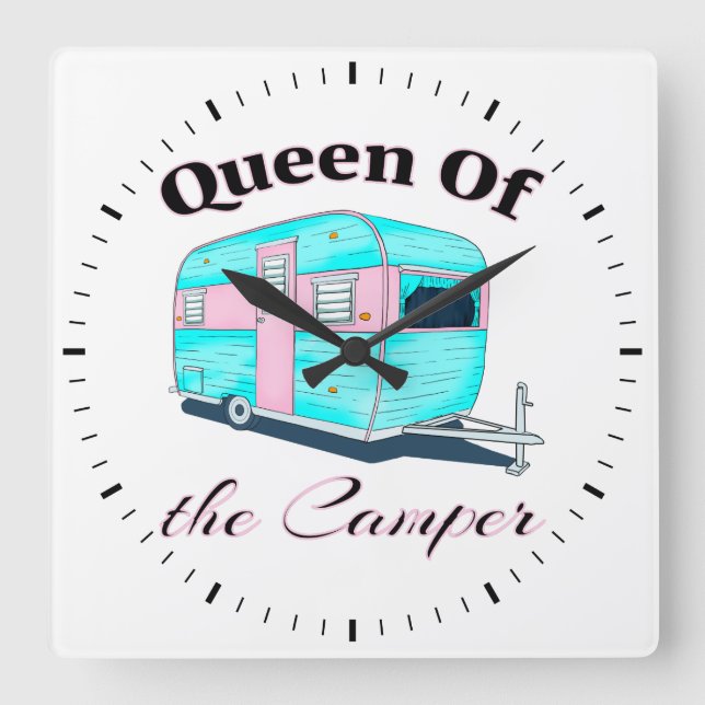 Funny Queen Of The Camper RV Square Wall Clock (Front)