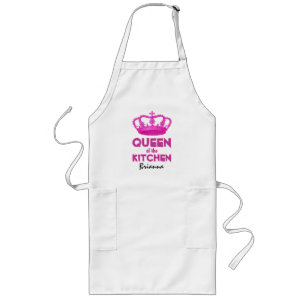 Funny Queen of the Kitchen Crown Custom Name 3 Long Apron