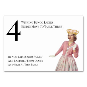 Funny Queen Table Four Bunco Number