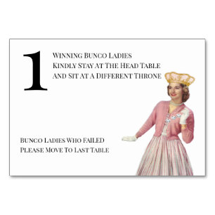Funny Queen Table One Bunco Number